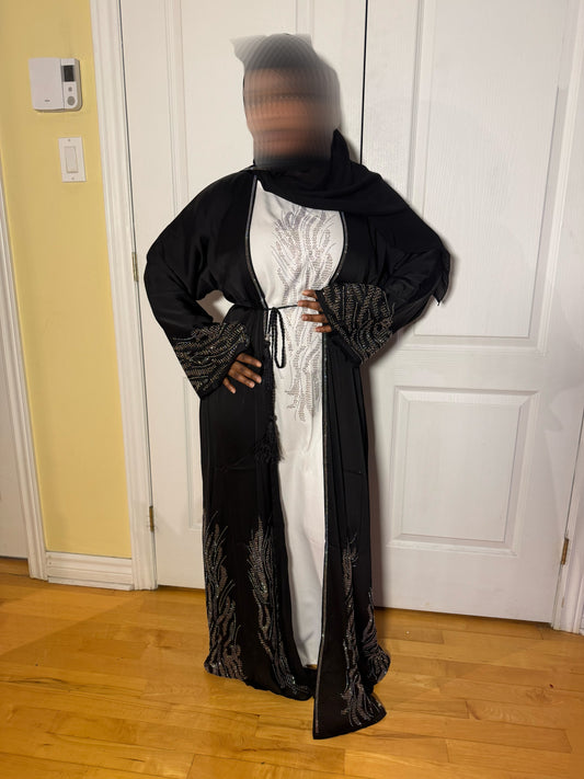 Abaya deux pièces perlée